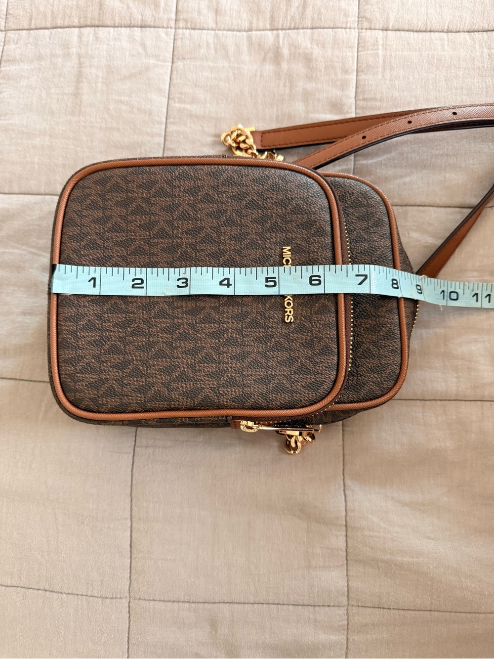 Michael Kors Brown Logo Crossbody with Gold Hardware - Picture 3 of 4